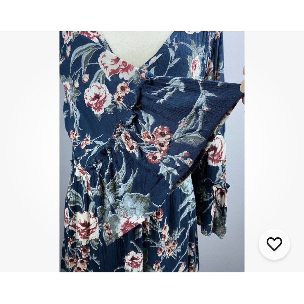 Band of Gypsies NWT Dark Floral Boho Bell Sleeve Midi Dress Large - Picture 3 of 11